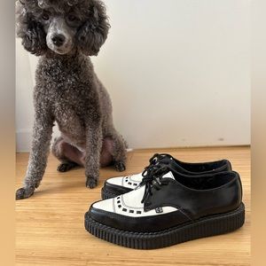 TUK black and white Oxford lace up leather platform creepers ska punk mod unisex